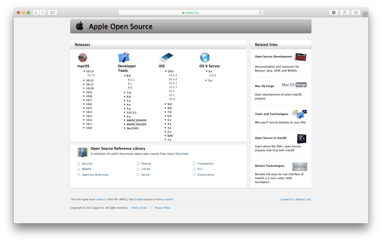 open source in macOS 10.13 High Sierra