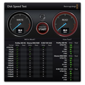 Benchmark con un tradizionale HDD