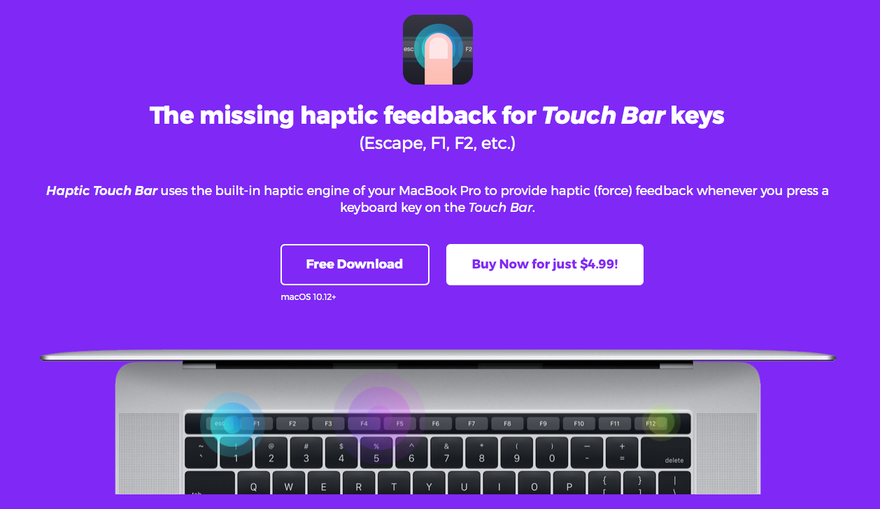 Haptic Touch Bar , l'app che aggiunge il feedback aptico su Macbook Pro