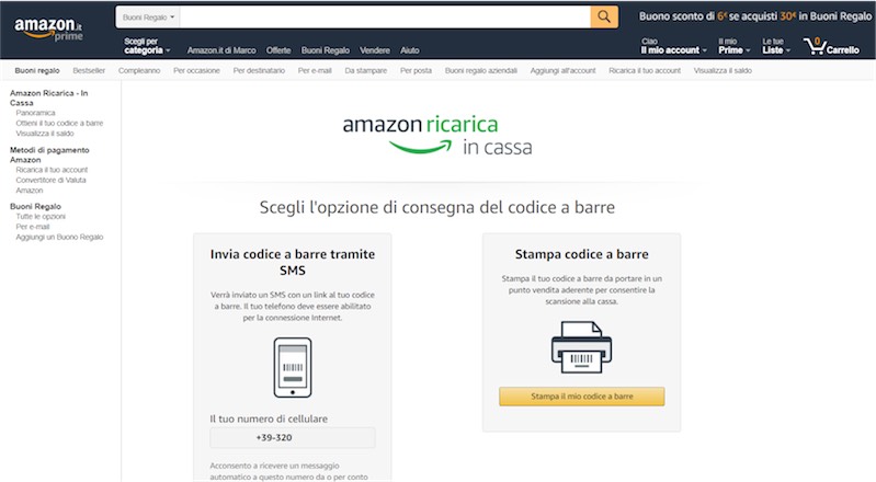 Amazon Ricarica in Cassa 7