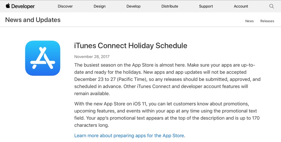 stop app store natale 2017 dal 23-27 dicembre