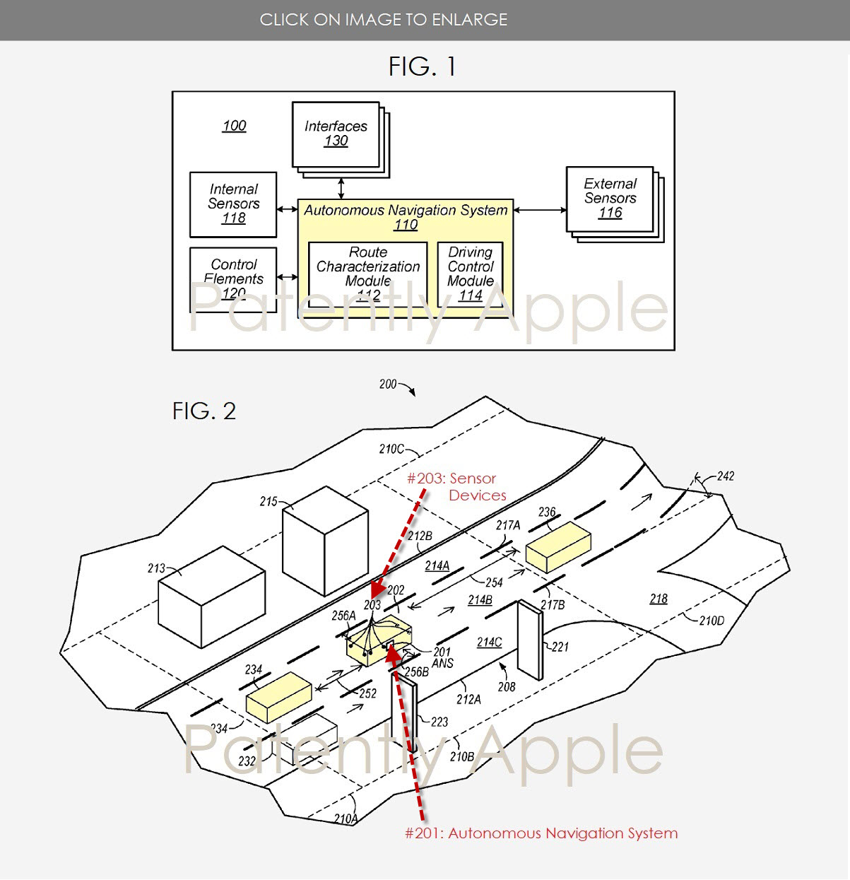 Descrizione del brevetto per automobile Apple a guida autonoma