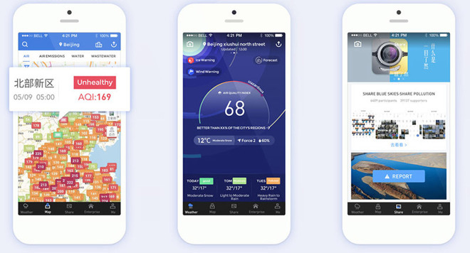 app iOS per monitorare l'ambiente in Cina