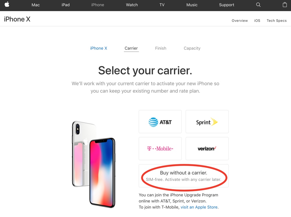 iphone x senza blocco sim