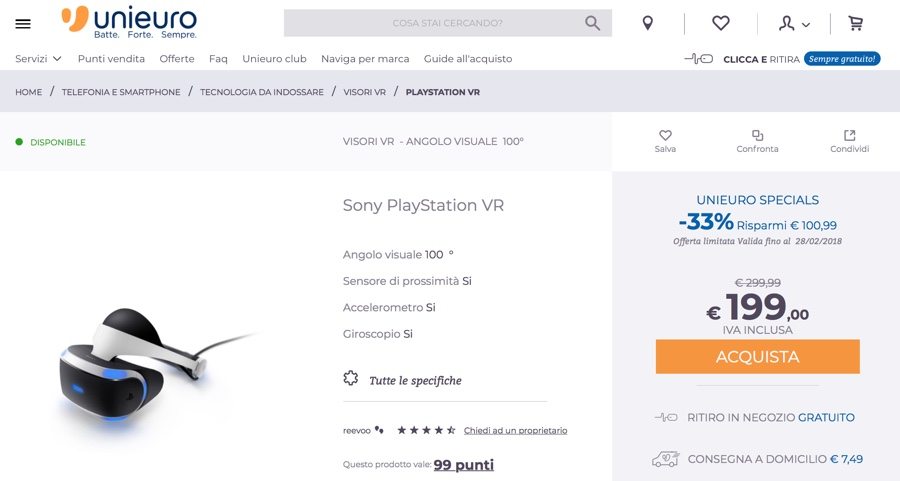 playstation vr sconti - foto playstation vr unieuro sconto