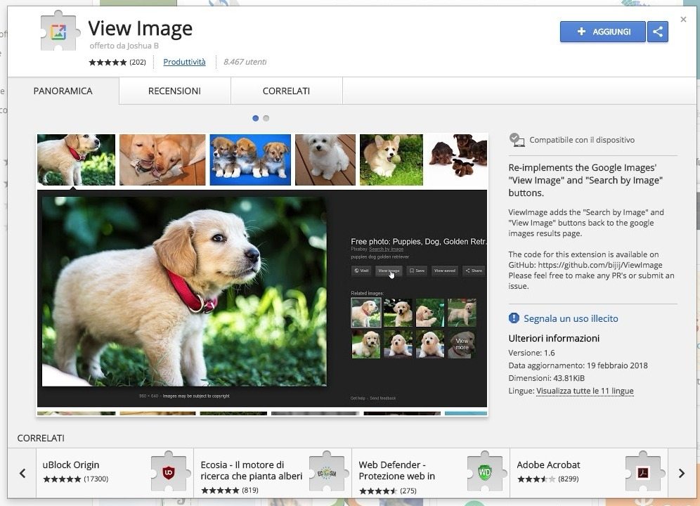 view image estensione