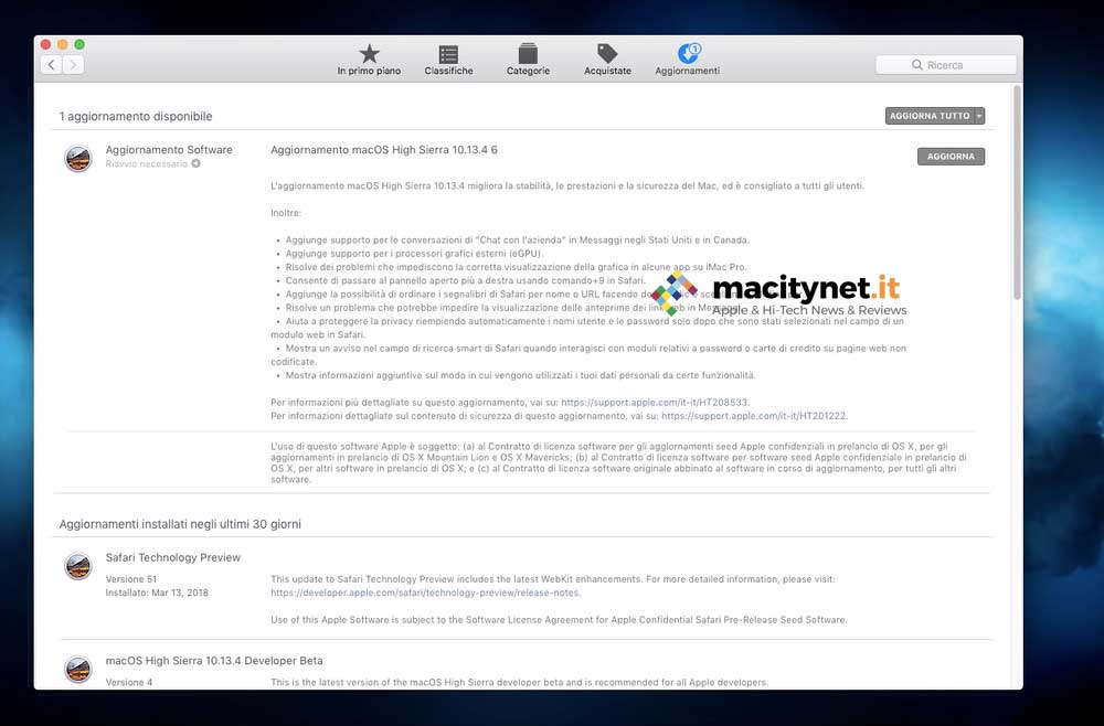 novità macOS 10.13.4