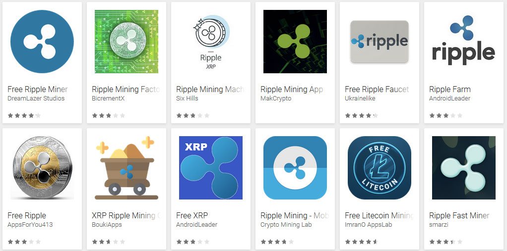 Finte app per ottenere Ripple tramite il mining