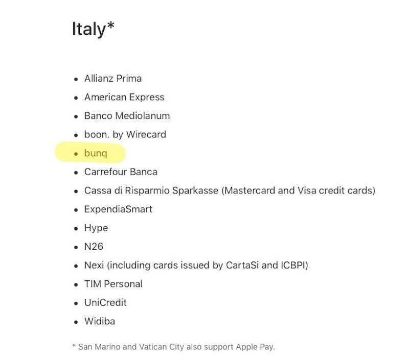 Apple Pay belgio e paesi bassi