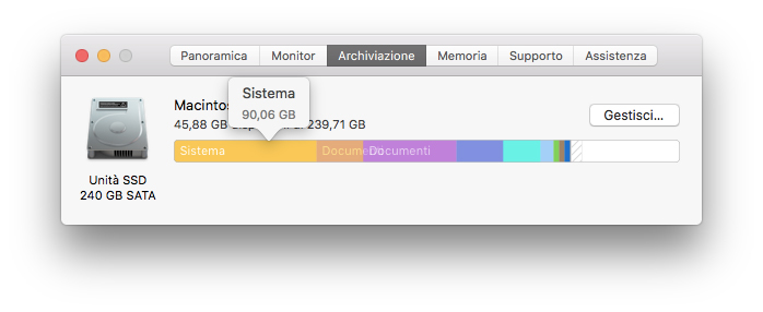 Liberare spazio su Mac - lo snapshot dal sistema operativo