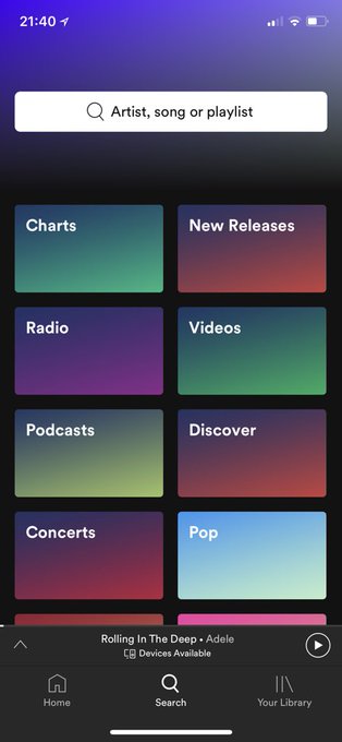 spotify per ios, foto schermate nuova app in rete