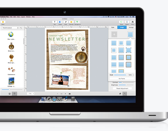 Publisher per Mac, foto mac con schermata di Publisher per Mac