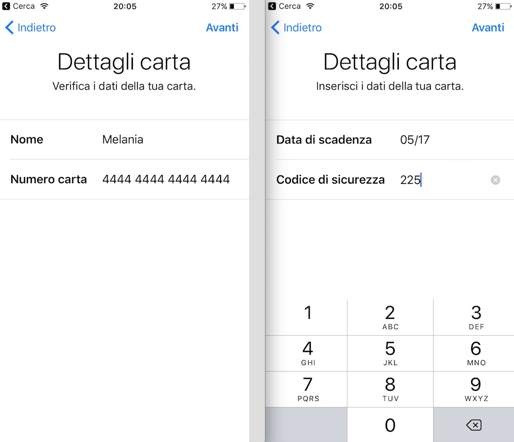  Apple Pay in Italia inserimento dei dati