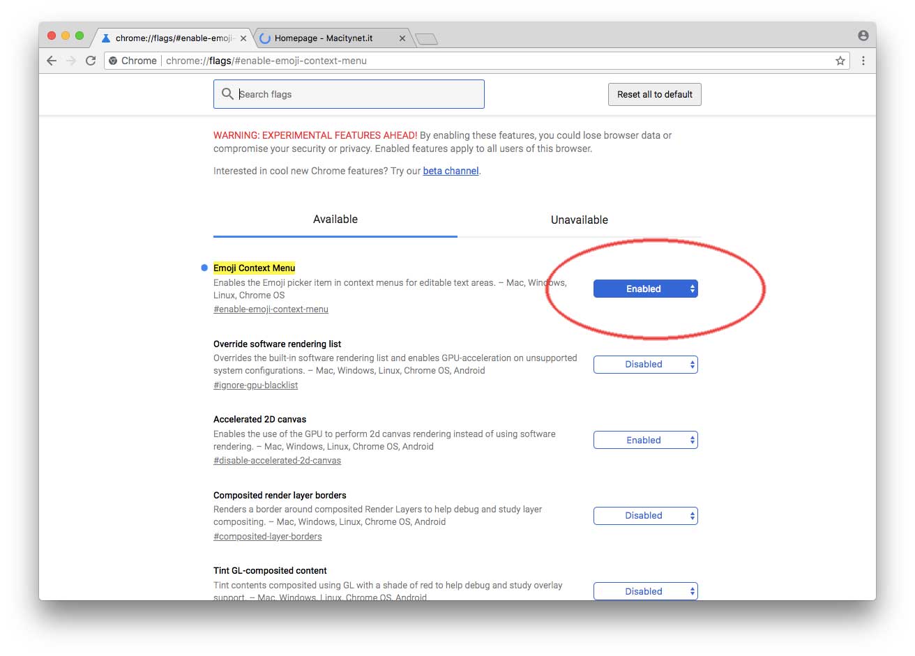 Come attivare la funzione sperimentale di Chrome che consente di semplificare l'inserimento delle emoji