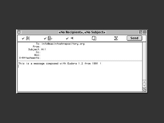 Eudora 1 su Mac OS nel 1991. Foto: Macintosh Repository