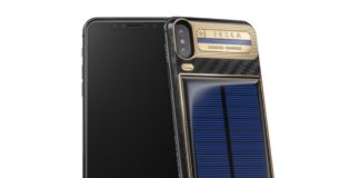 iphone x Tesla, foto iPhone X tesla con pannelli solari sul retro