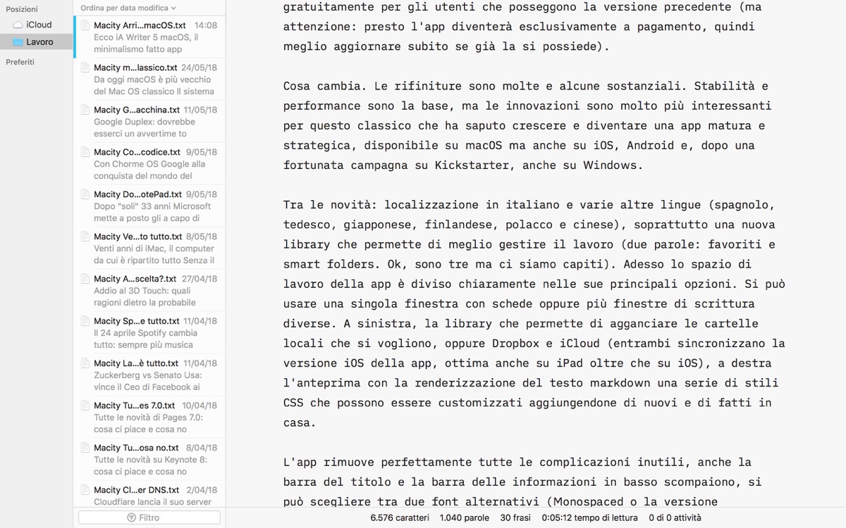 Ecco iA Writer 5 macOS, il minimalismo fatto app