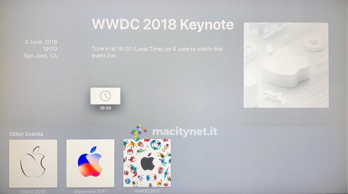 Apple aggiorna Apple Events per vedere il keynote WWDC 2018 su Apple TV keynote wwdc 2018, Apple aggiorna Apple Events per vedere il keynote WWDC 2018 su Apple TV