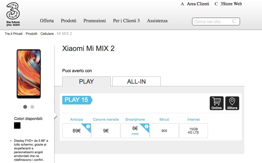 xiaomi in Italia con tre