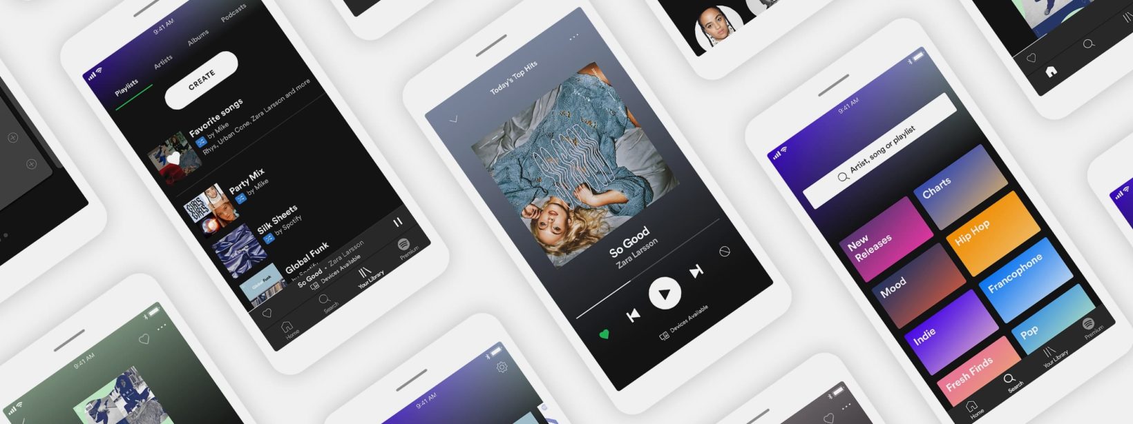 risultati Spotify, foto schermate Spotify su smartphone