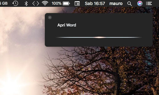 Apri Word con Siri