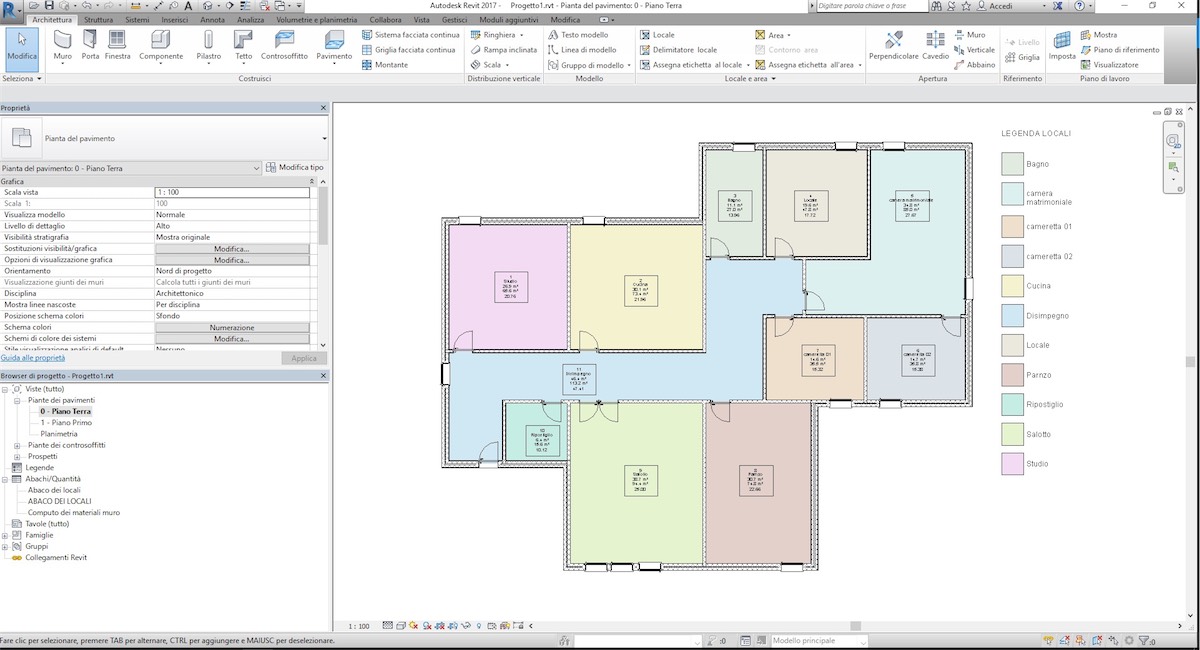 BIM espero Creare in Revit una legenda dei locali e computarne le informazioni in Abaco