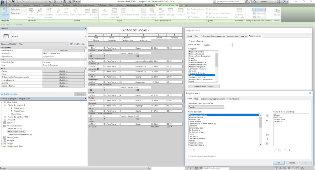 Creare in Revit una legenda dei locali e computarne le informazioni in Abaco