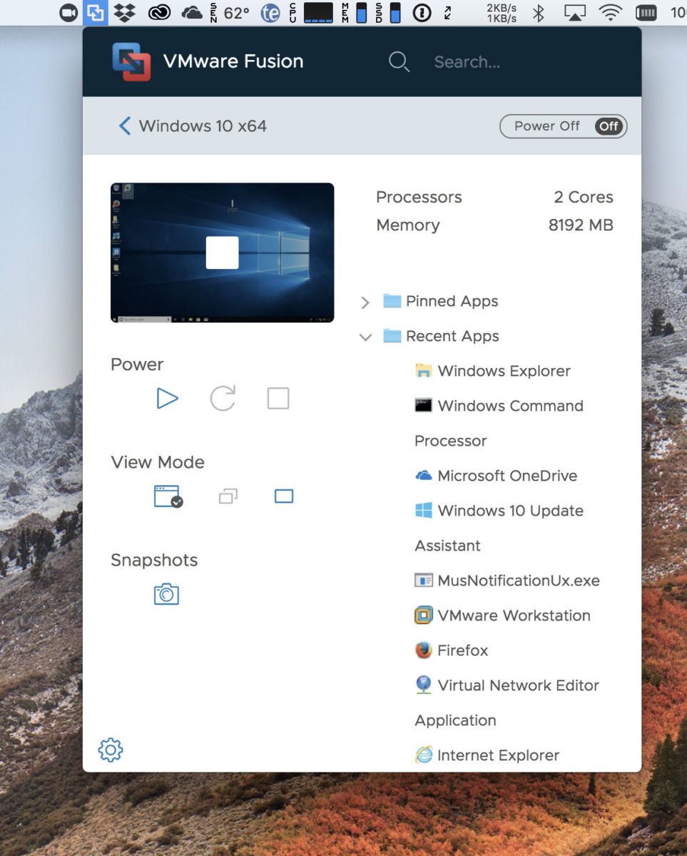 VMware Fusion Tech Preview 2018