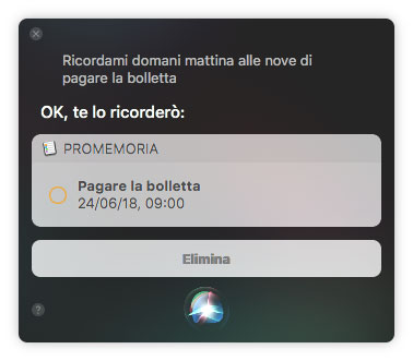 Ricordare le cose con Siri