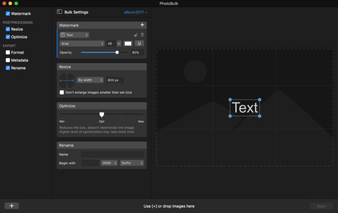 PhotoBulk è l’app Mac per applicare filigrane, ritagliare e convertire gruppi di foto
