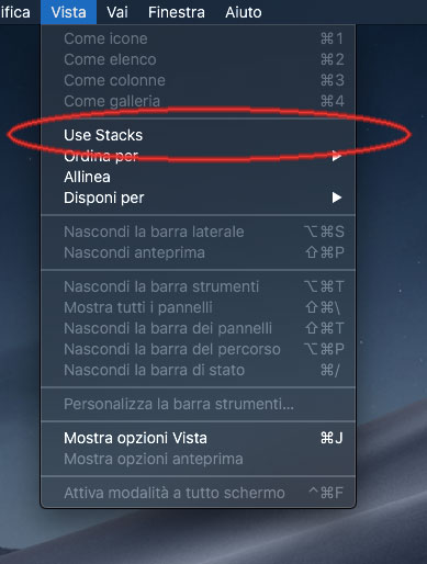 L'opzione Stacks organizza in MacOs 10.14 Mojave le Scrivanie più disordinate impilando automaticamente i file in gruppi ben ordinati.