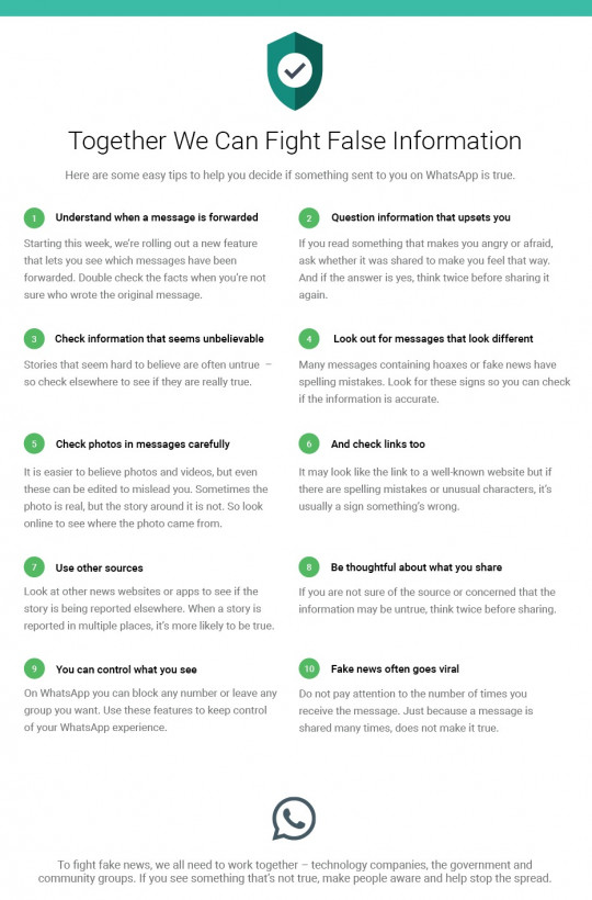 WhatsApp limita i messaggi inoltrati, pugno duro contro le Fake News