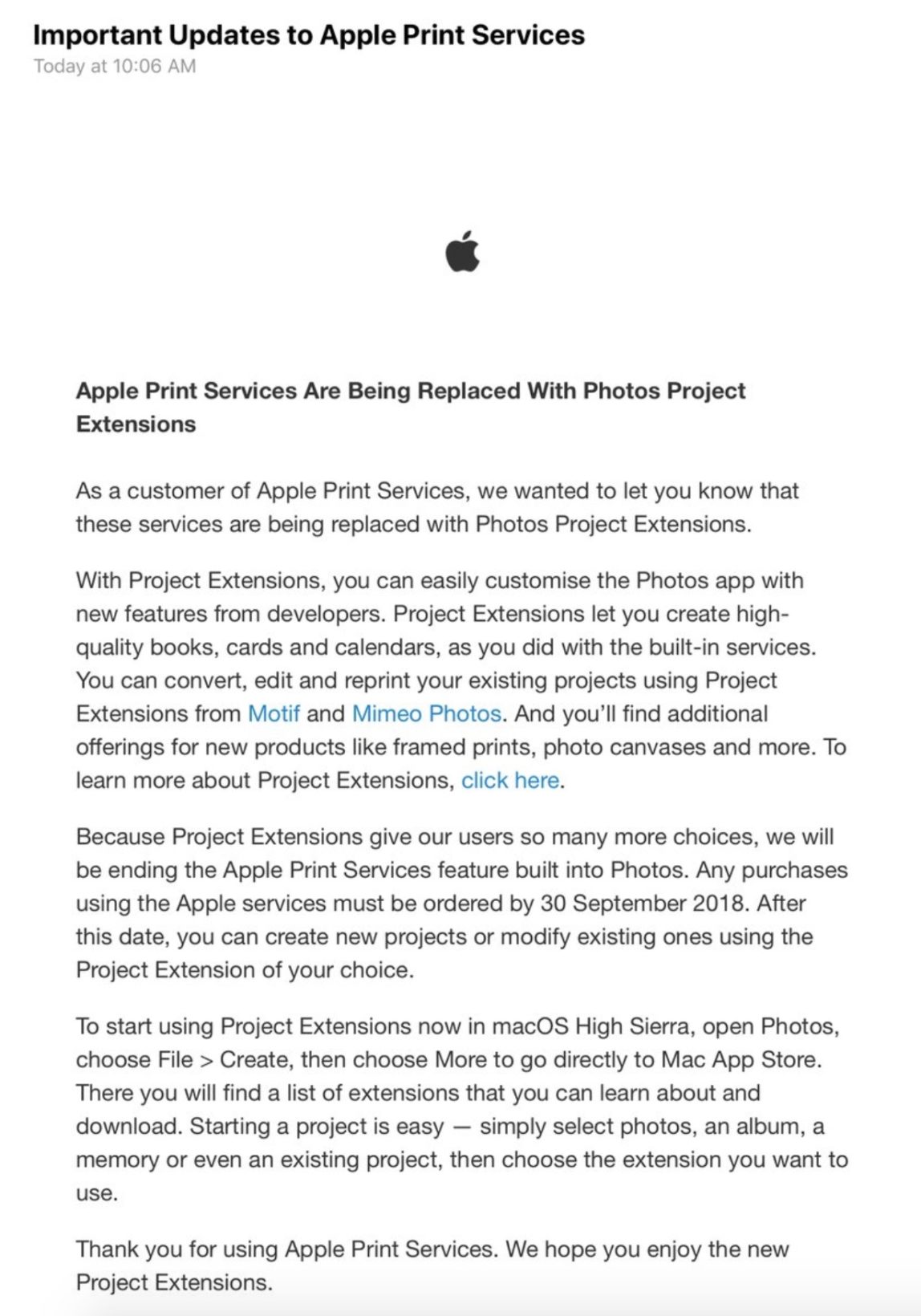 Il servizio di stampa foto Apple chiude, la società suggerisce le alternative