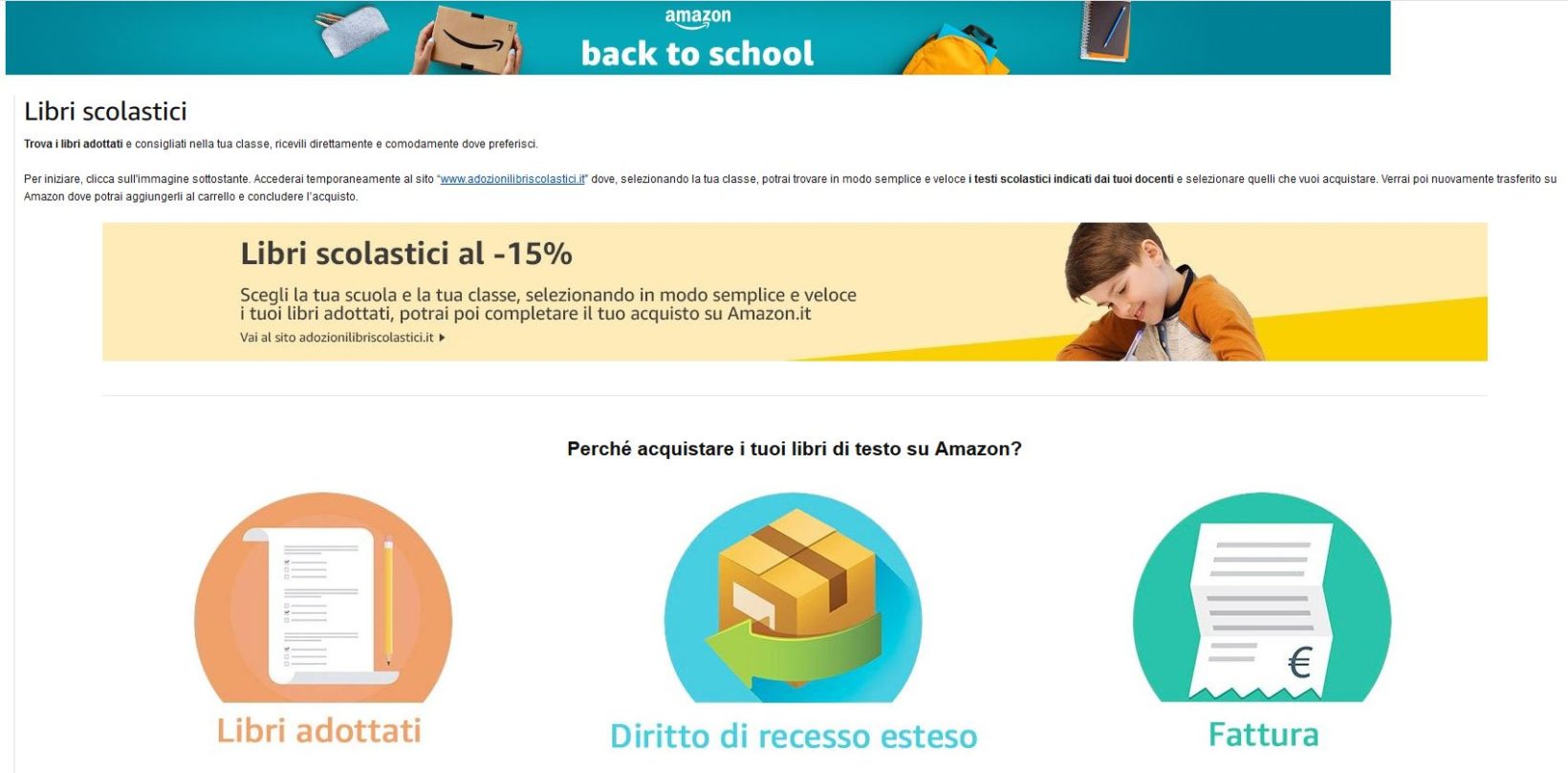 Operazione 15 e lode: back to school con sconti al 15 per cento sui libri scolastici su Amazon