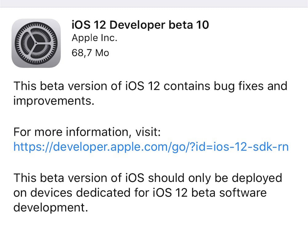 iOS 12 beta 10 