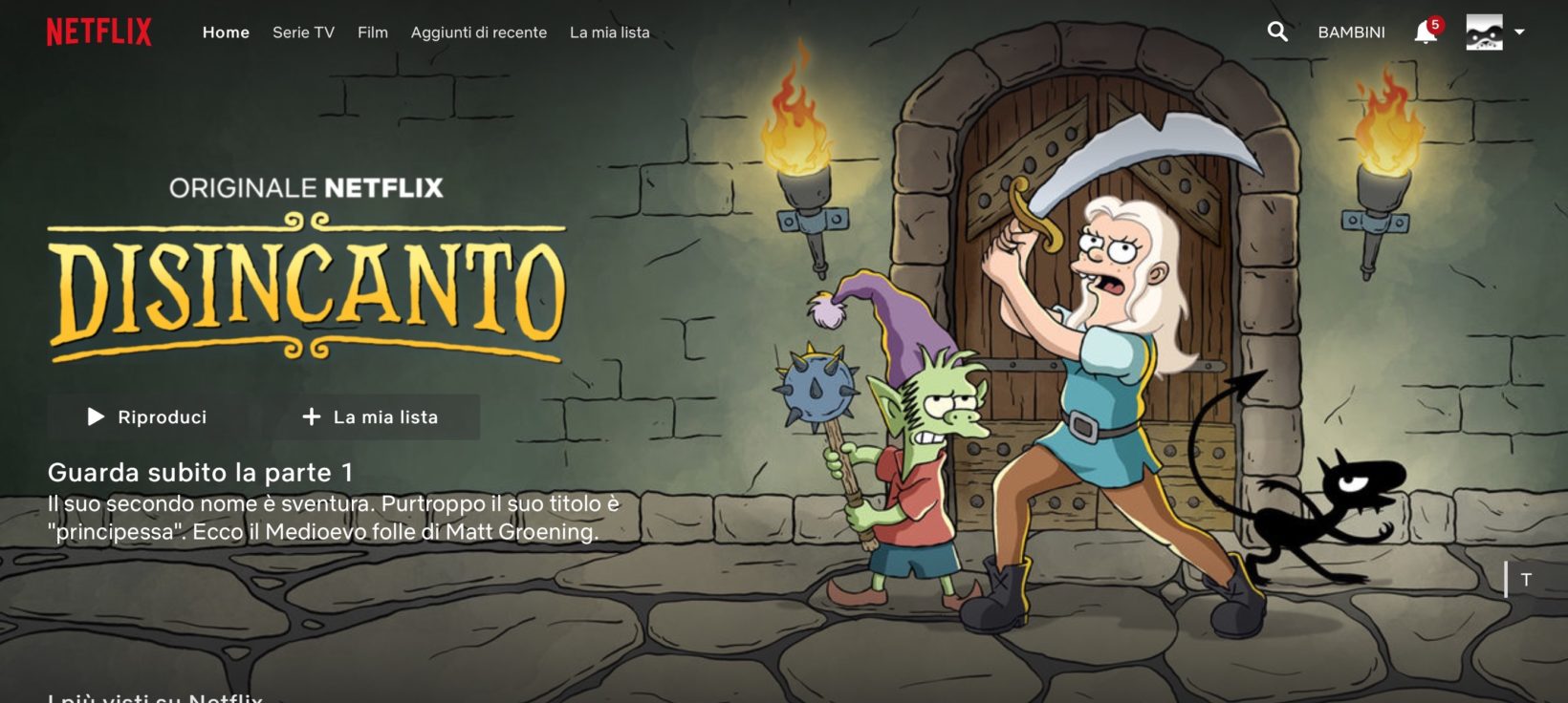 Dopo i Simpson e Futurama, su Netflix è arrivata Disincanto, la nuova serie tv firmata Matt Groening