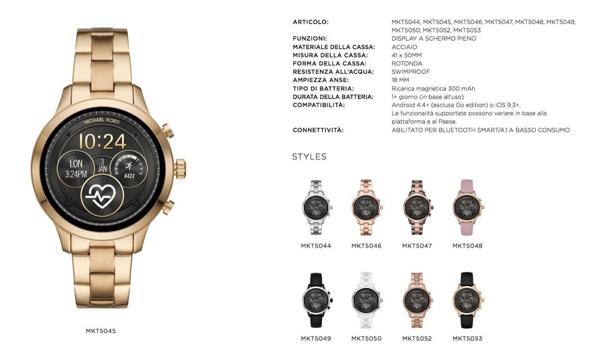Michael Kors lancia un nuovo smartwatch con il design dell’iconico orologio Runway