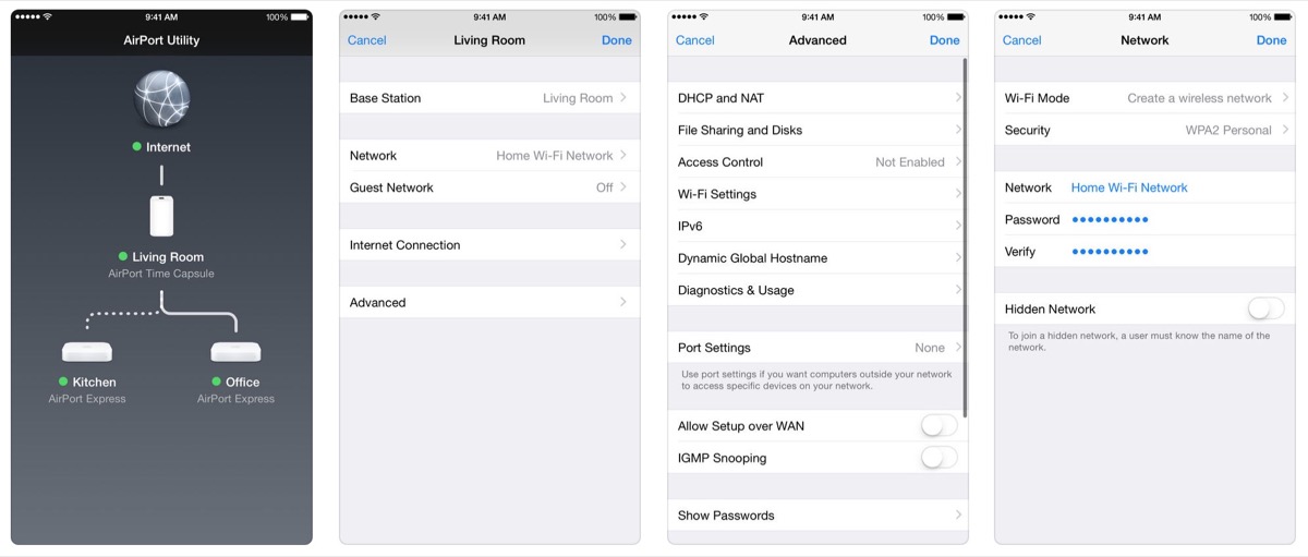 L’app Utility AirPort supporta gli schermi di iPhone X e iPad Pro