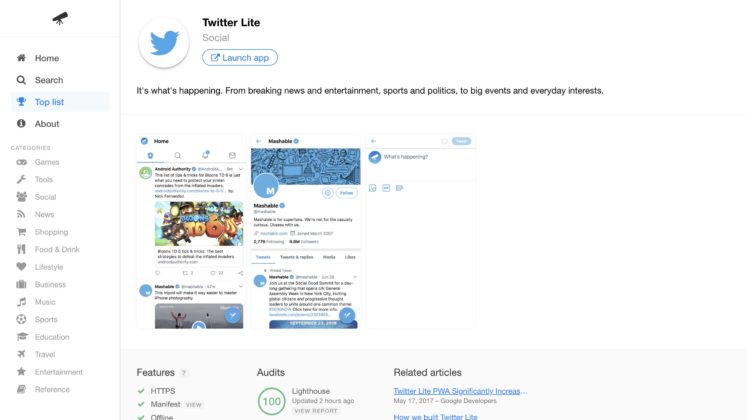 Appscope è uno store che consente di avviare app senza scaricare nulla