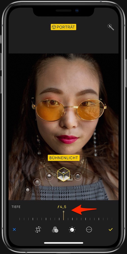 Regolare la profondità di campo- foto schermata effetto sfocatura