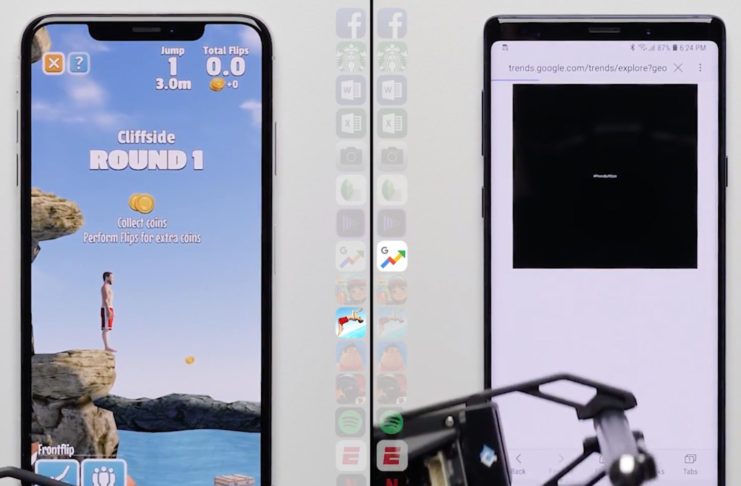 Test di velocità iPhone XS Max contro Galaxy Note 9, il video