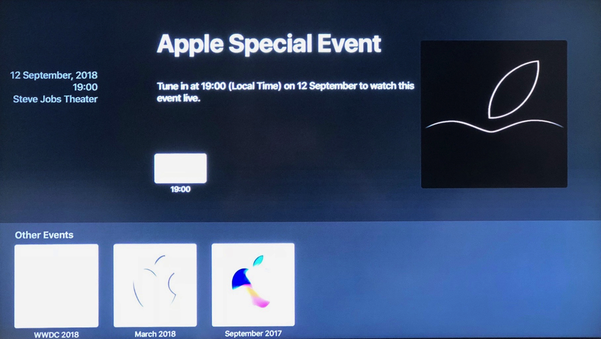 Keynote Apple 12 settembre, il canale dedicato è pronto su Apple TV