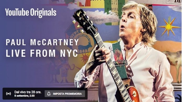 Paul McCartney in concerto su Youtube il 7 settembre 2018