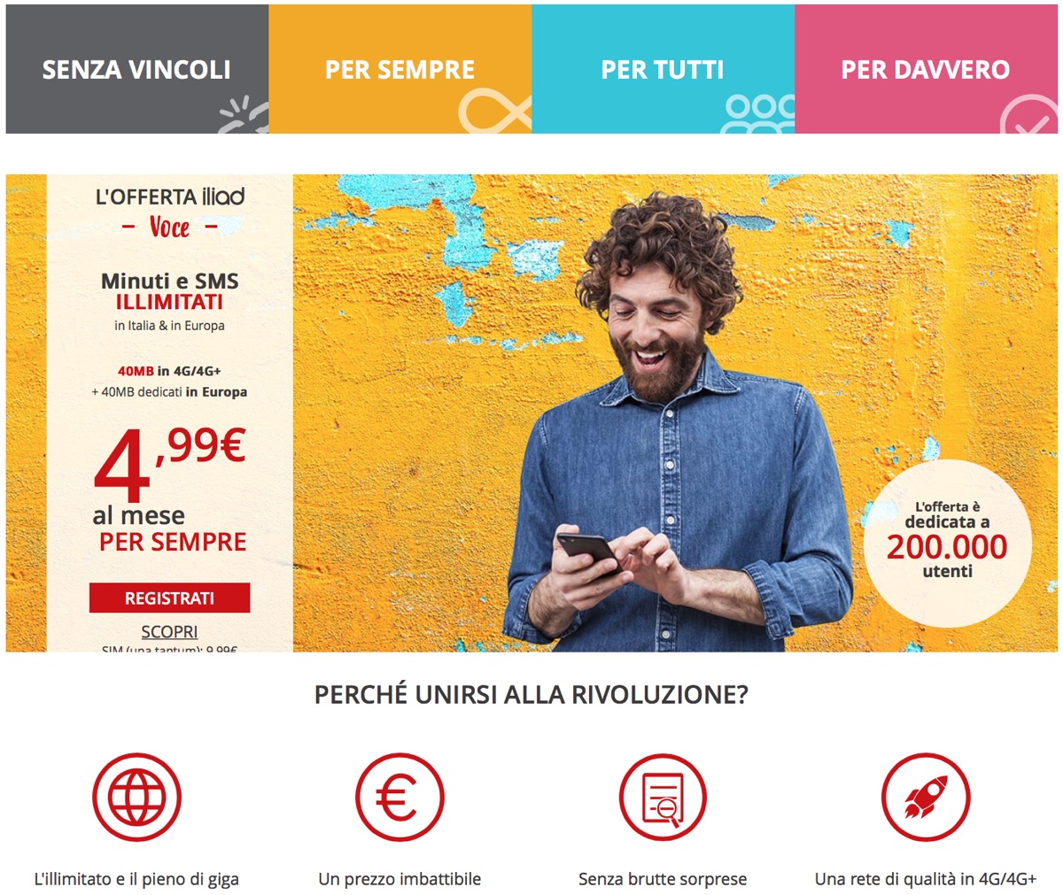 Nuova offerta iliad Voce e SMS illimitati in Italia ed Europa