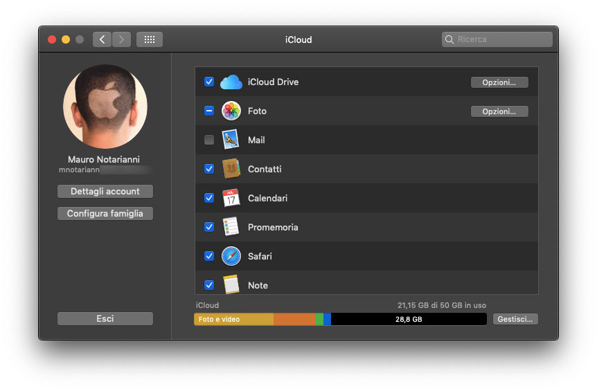 Selezionare i servizi e le app da associare ad iCloud dal Mac