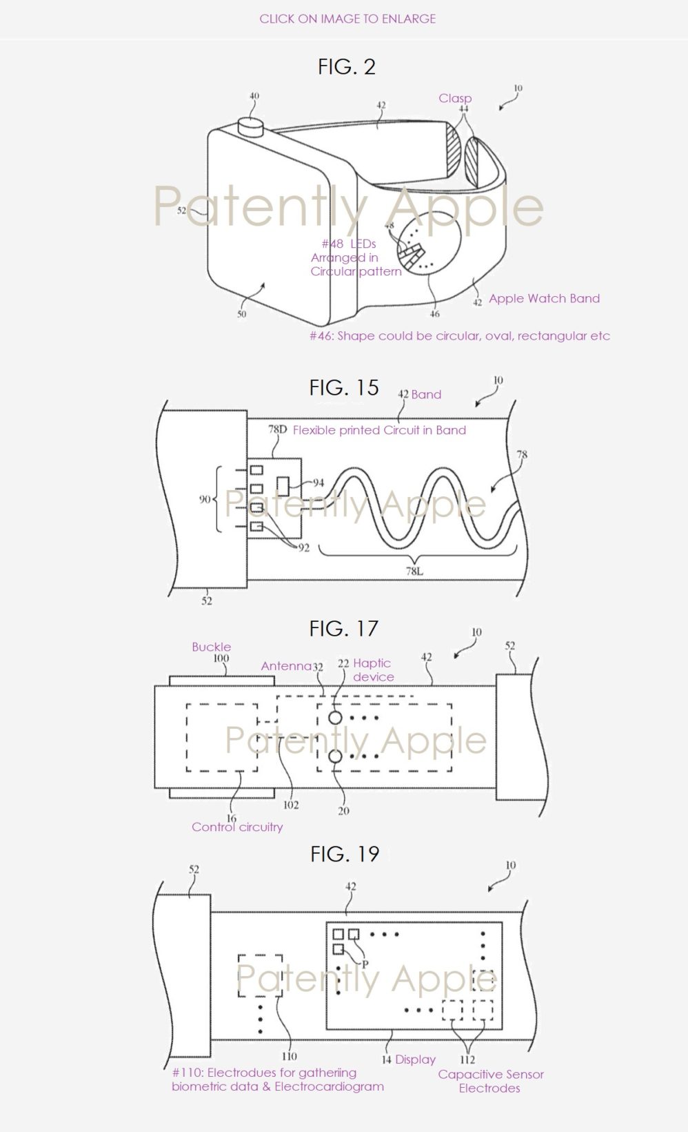 Apple ha brevettato un cinturino per Apple Watch con integrati circuiti elettronici e indicatori LED cinturino per Apple Watch con integrati circuiti