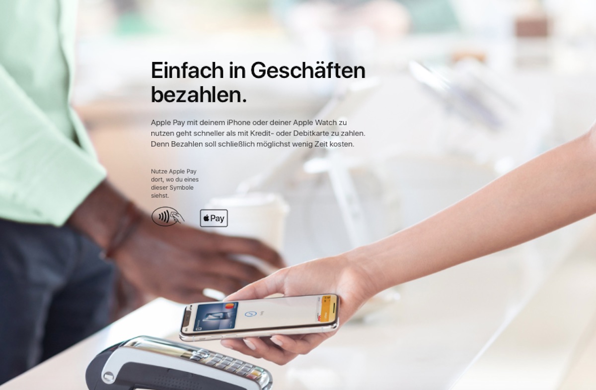 Apple Pay in Germania: foto sito web apple pay “Einfach. Sicher. Bezahlen”