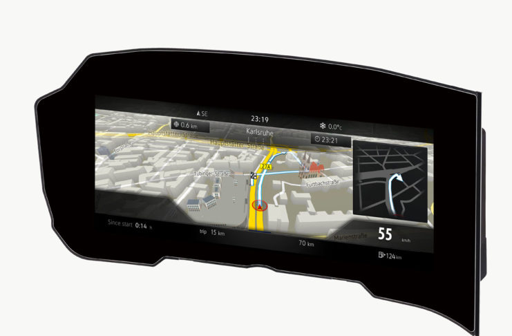 Il primo quadro strumenti curvilineo per le auto