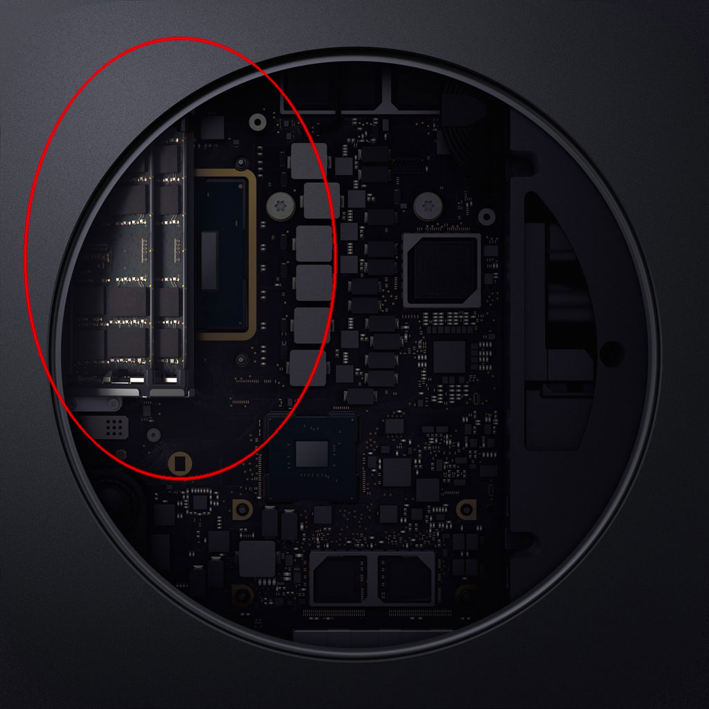 I moduli di memoria RAM all'interno del Mac mini 2018