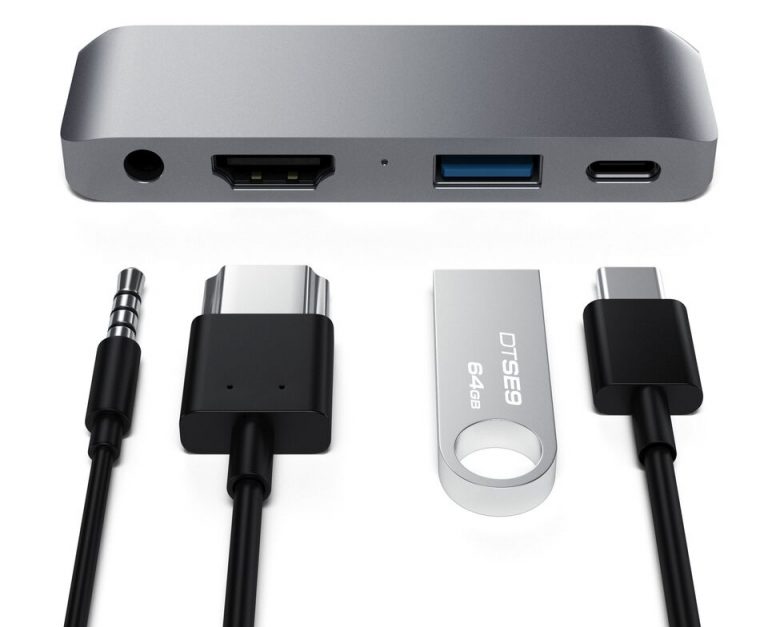 Satechi hub USB-C aggiunge HDMI, porte USB e jack cuffie ad iPad Pro 2018
